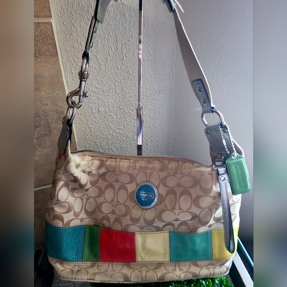 COACH Gallery Signature Hobo Multicolored Striped Shoulder Bag w/ COA, EUC - Picture 4 of 11
